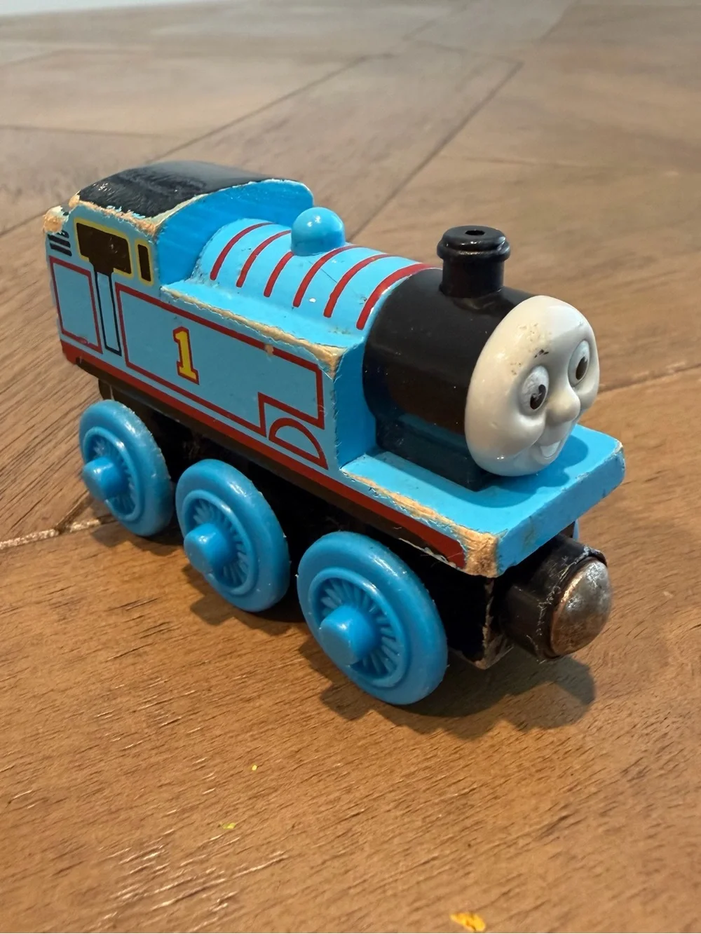 Blue Wooden Train Engine Toy - Classic Number 1